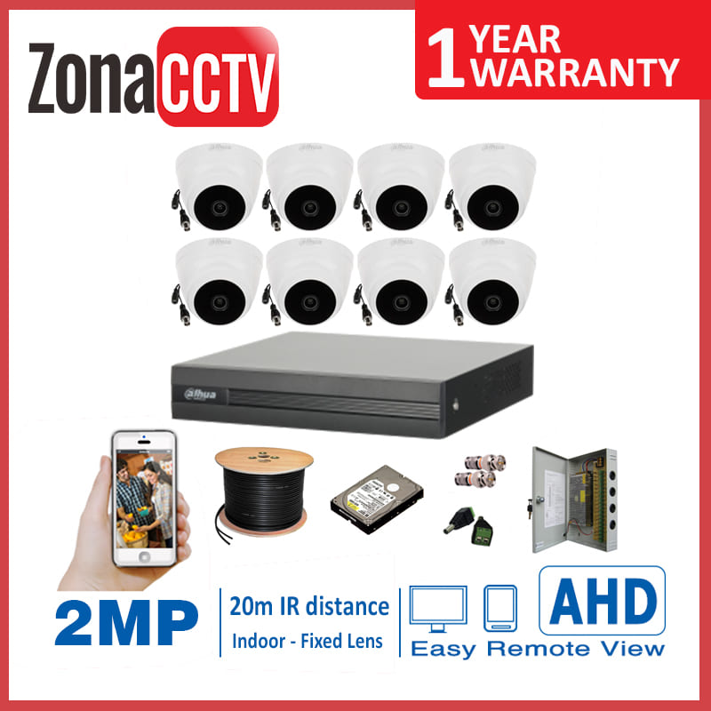 Paket 8 Kamera Indoor 2MP DAHUA
